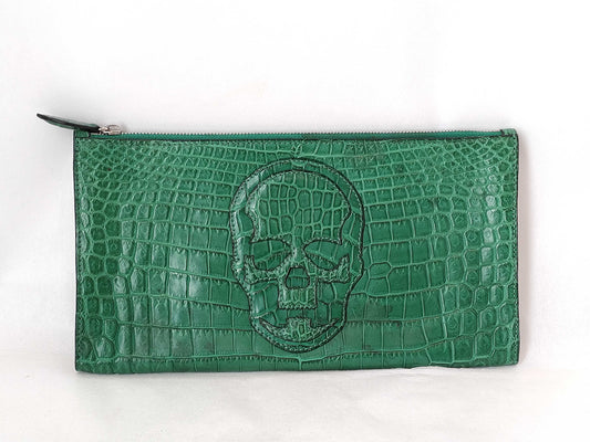 Lucien Pellat-Finet Lucien Pellafinet Lucien Pellafinet Flat Pouch Skull Green Clutch Bag