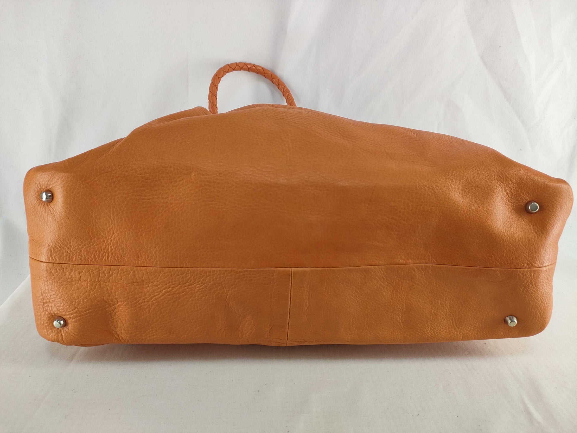 FURLA Handbag Orange Leather Braided Handbag