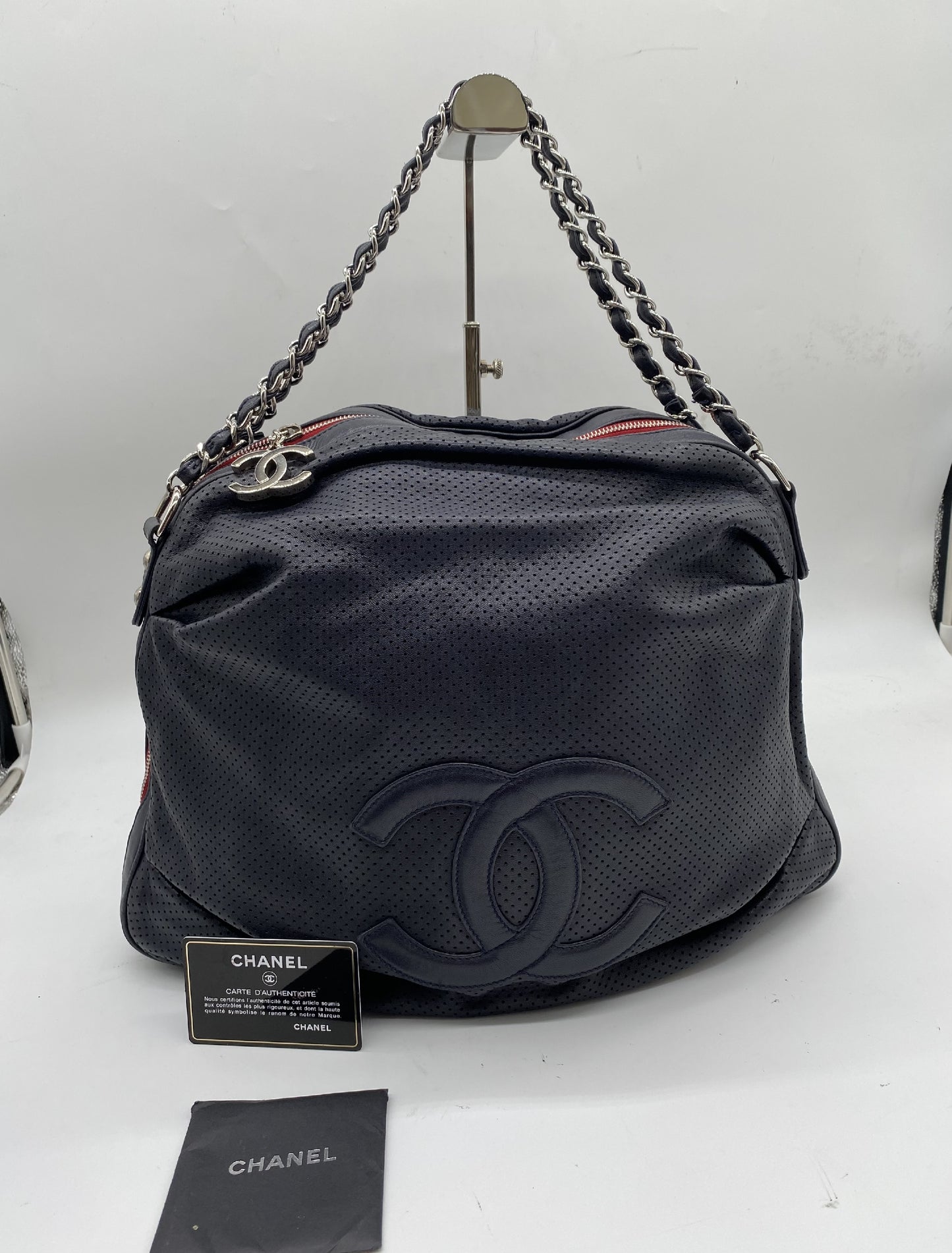 CHANEL Cocomark Perforated Leather Chain with Seal Card 12th Series Shoulder Bag