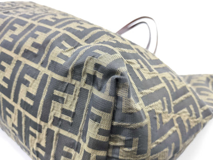 FENDI Zucca FF Logo Leather Tote Bag Shoulder Tote Bag