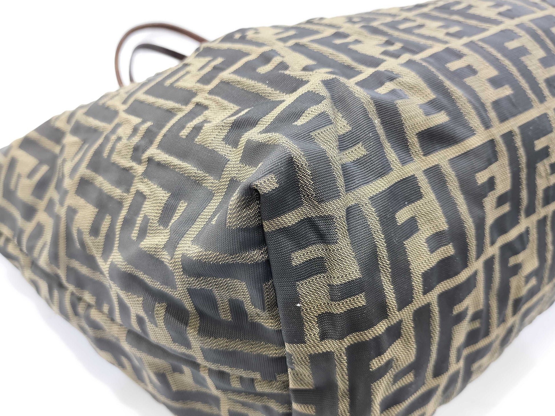 FENDI Zucca FF Logo Leather Tote Bag Shoulder Tote Bag