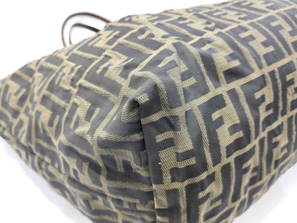 FENDI Zucca FF Logo Leather Tote Bag Shoulder Tote Bag