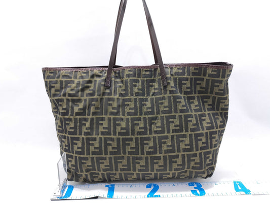 FENDI Zucca FF Logo Leather Tote Bag Shoulder Tote Bag
