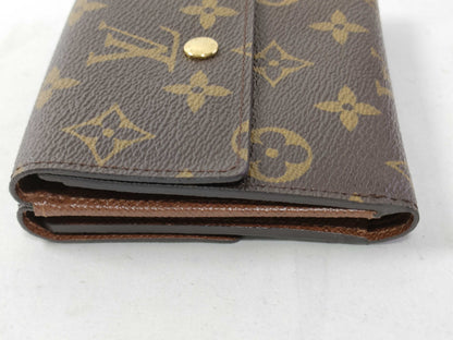 LOUIS VUITTON Monogram Louis Vuitton Folding Wallet Porte Monnaie Carte Credit M61652 with Box