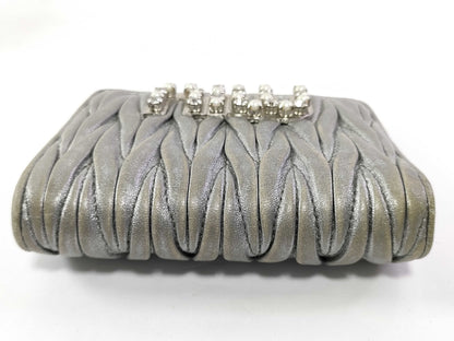Miu Miu Bijou/Pearl Bifold Silver Wallet