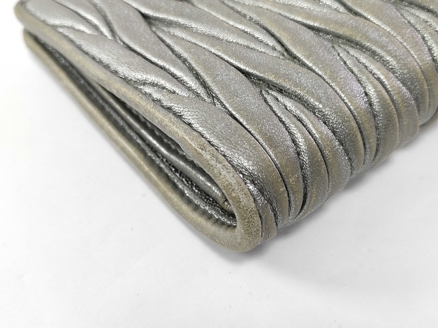 Miu Miu Bijou/Pearl Bifold Silver Wallet