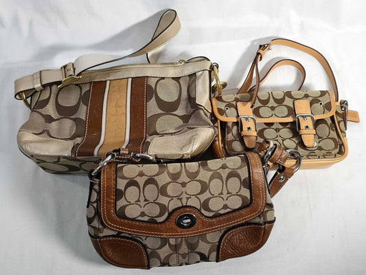 COACH Signature 3-Piece Bag Set 10983 / f11617 / 6844 / Signature Canvas Shoulder Bag