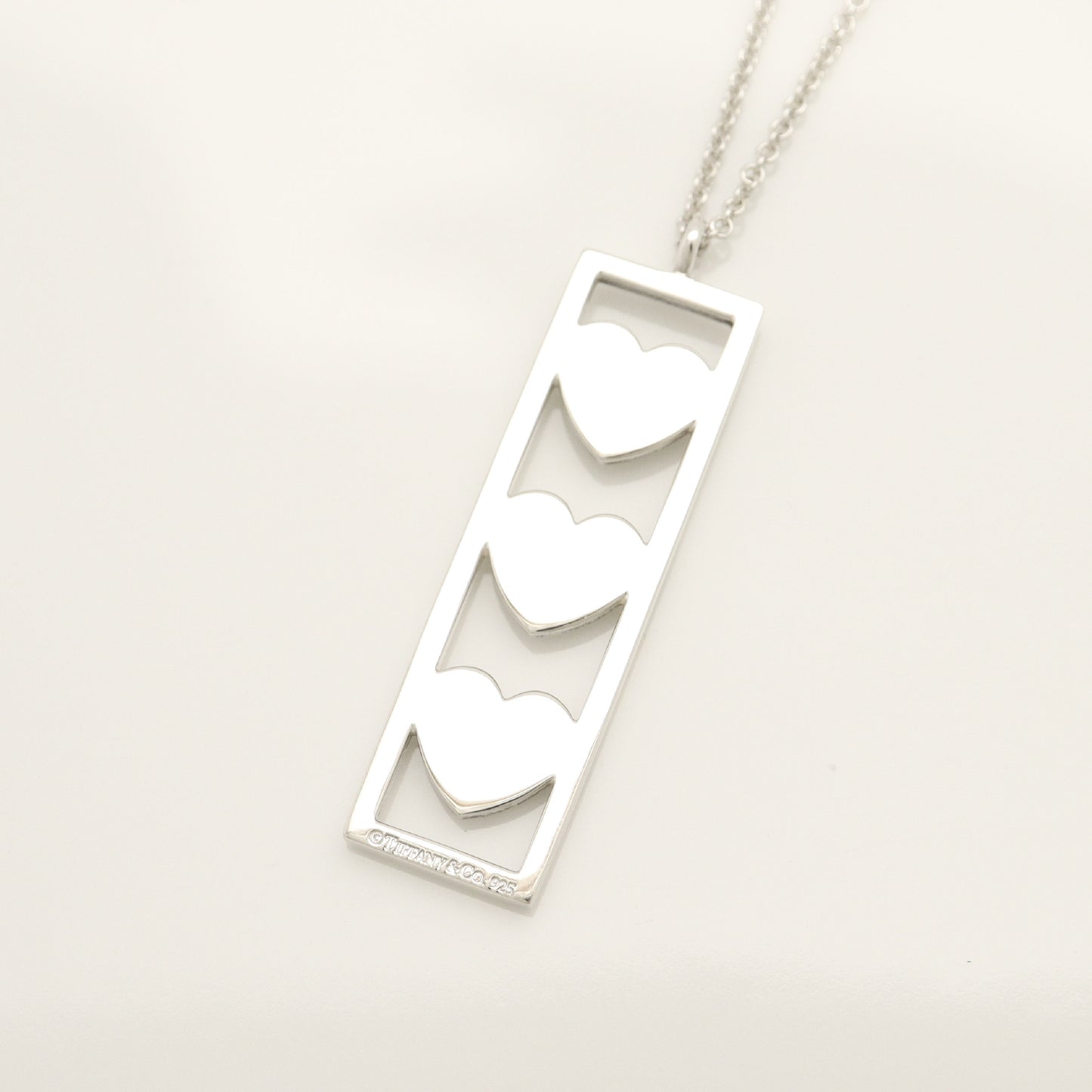 Tiffany&Co. Tiffany&Co. Tiffany&Co. Triple Heart Plate Necklace Pendant Silver925 SV925 Weight 9.26g Necklace