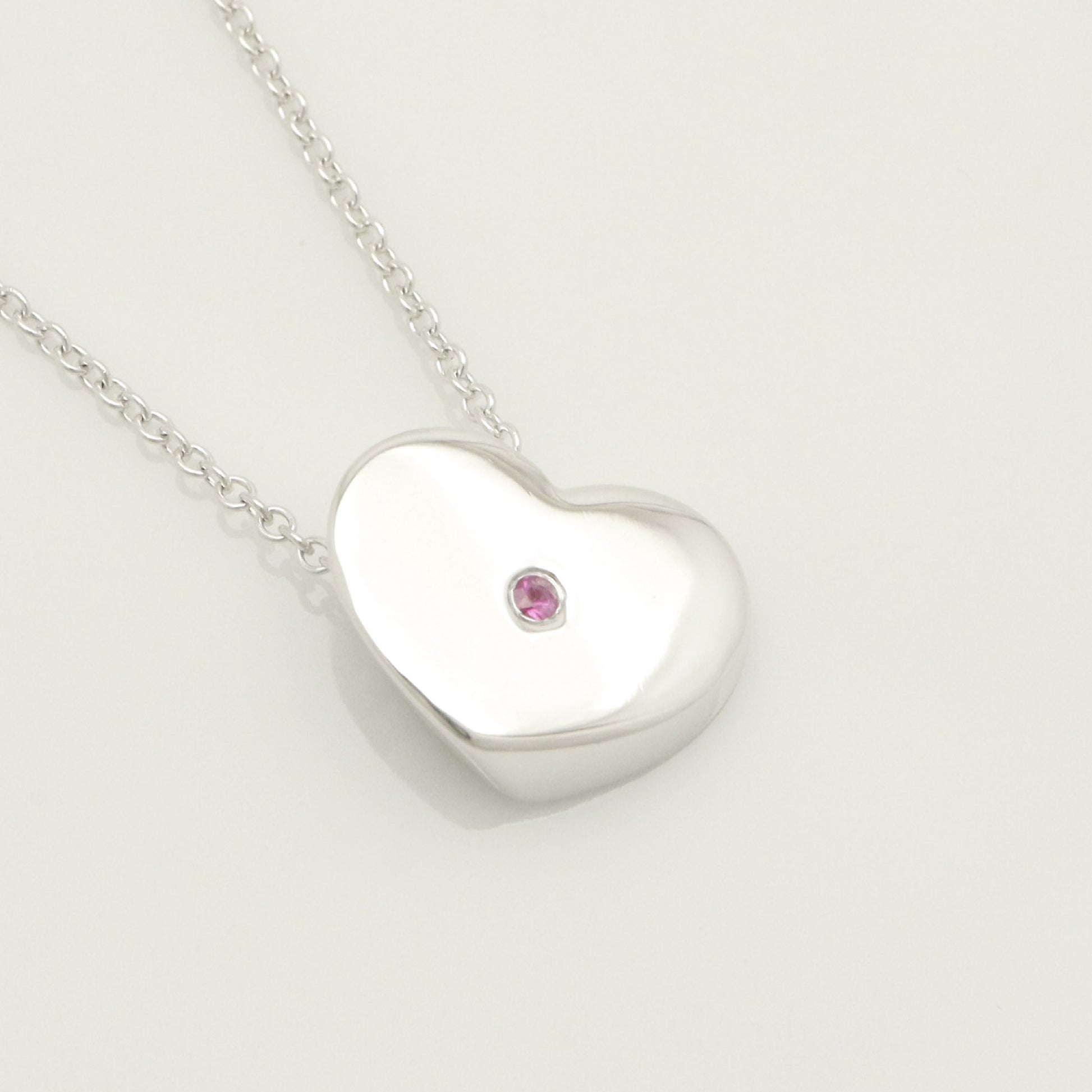Tiffany&Co. Tiffany&Co. Tiffany&Co. Tiffany&Co. Modern Heart 1P Pink Sapphire Necklace Silver 925 SV925 Weight 4.28g Necklace
