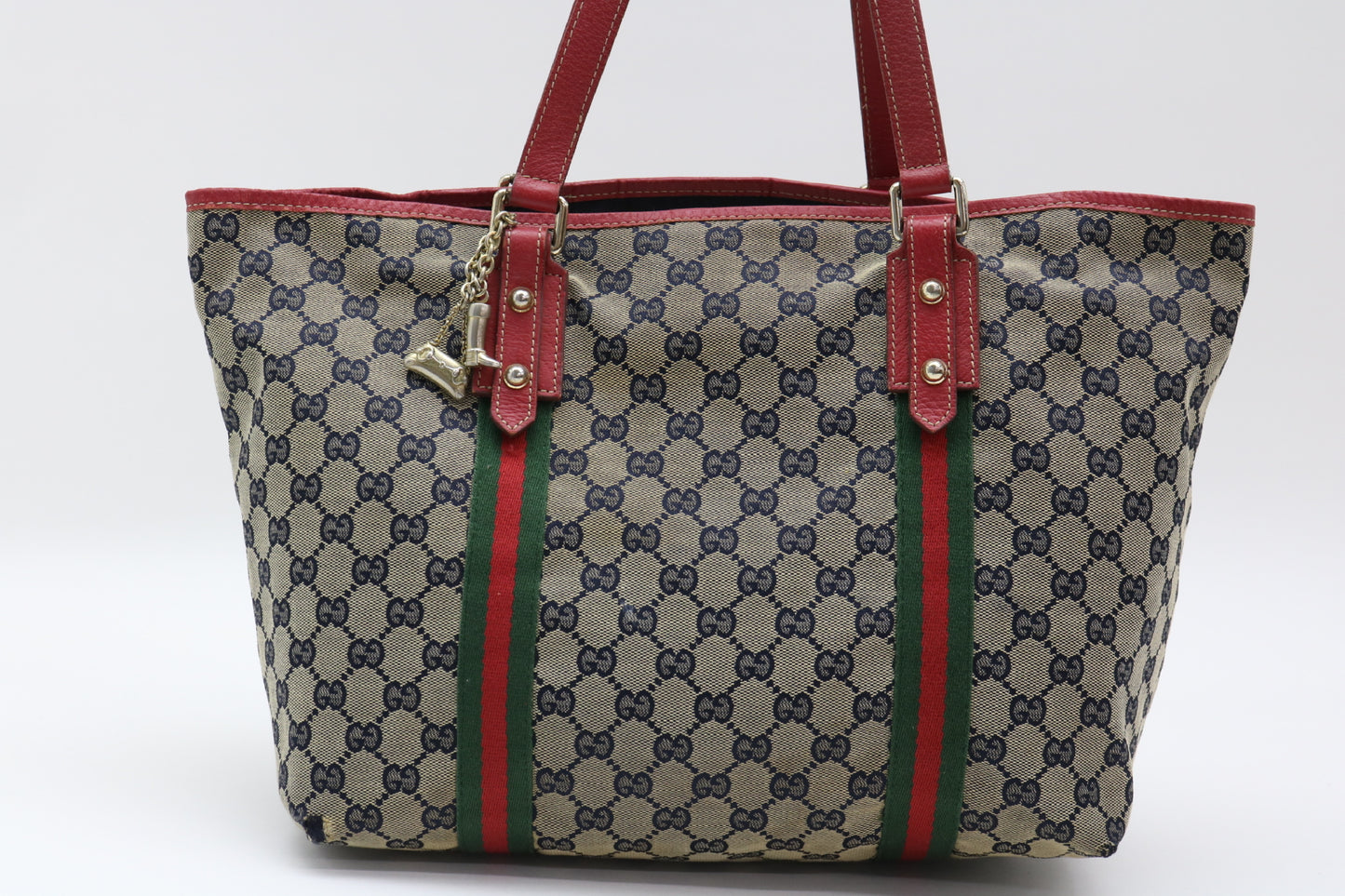 GUCCI GG Canvas Sherry Line Tote Bag