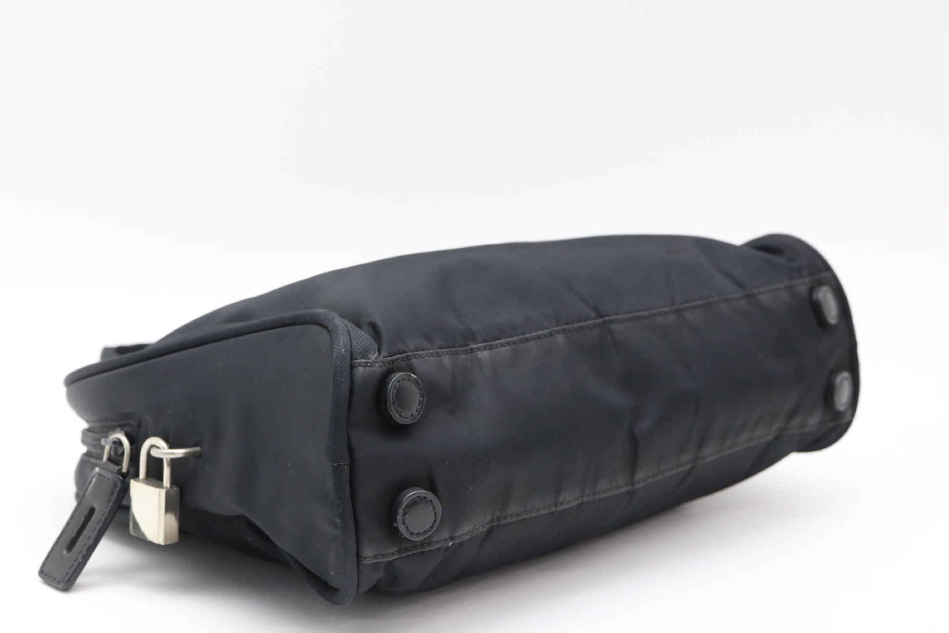 PRADA nylon handbag with triangular logo plate