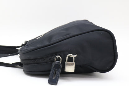 PRADA nylon handbag with triangular logo plate