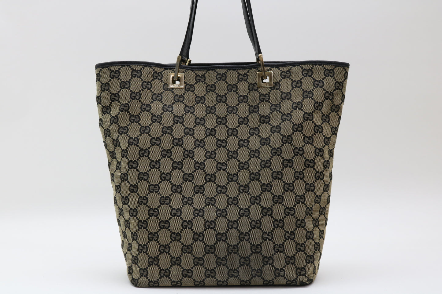 GUCCI GG Canvas Leather Tote Bag