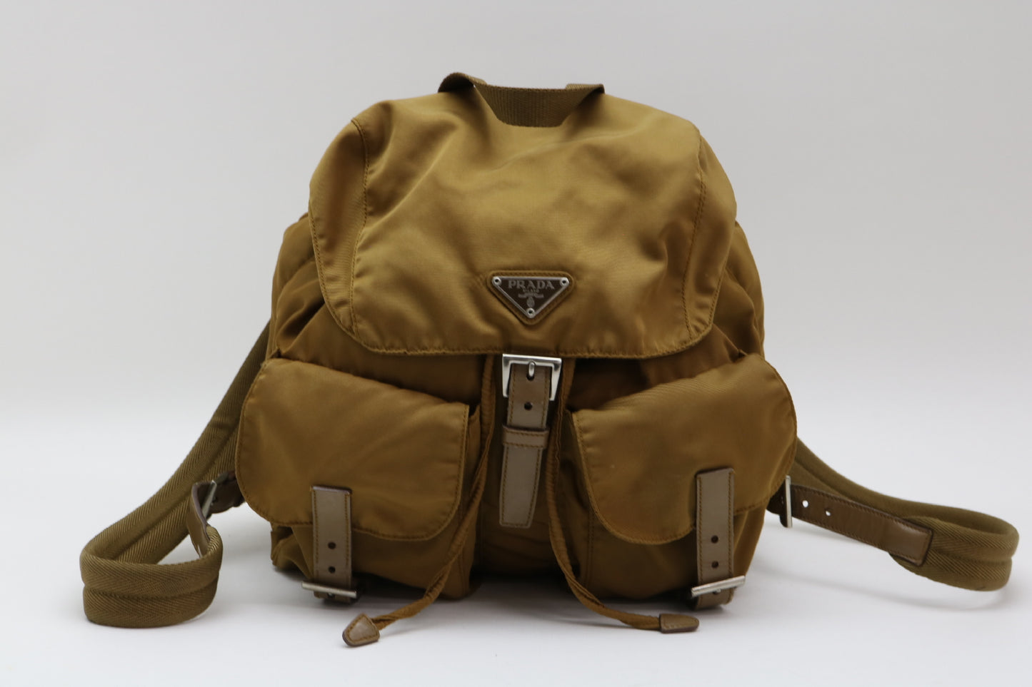 PRADA Nylon Triangle Plate Nylon Leather Backpack