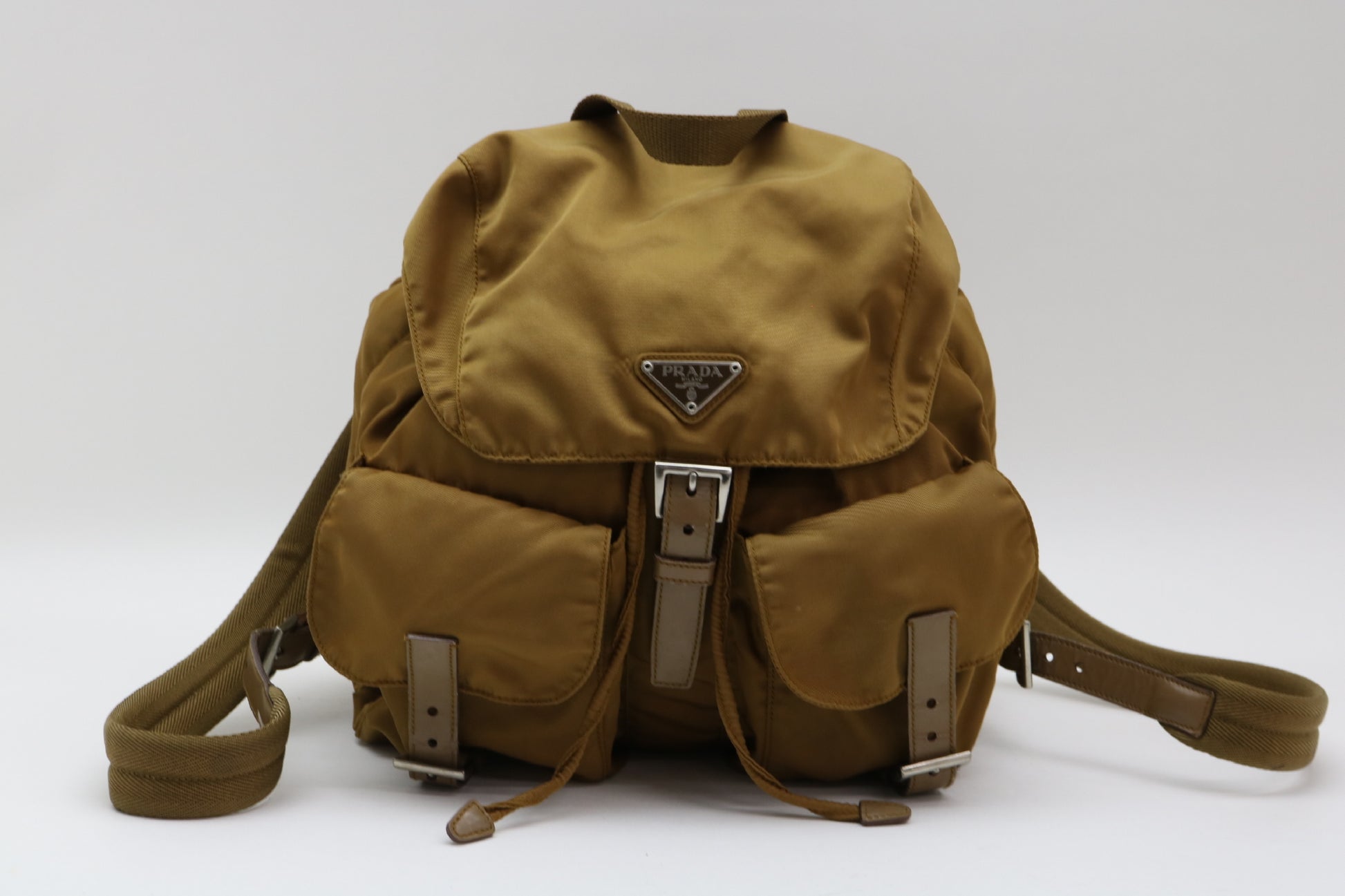 PRADA Nylon Triangle Plate Nylon Leather Backpack