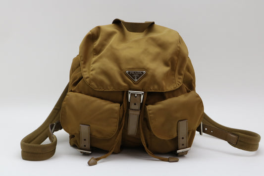 PRADA Nylon Triangle Plate Nylon Leather Backpack