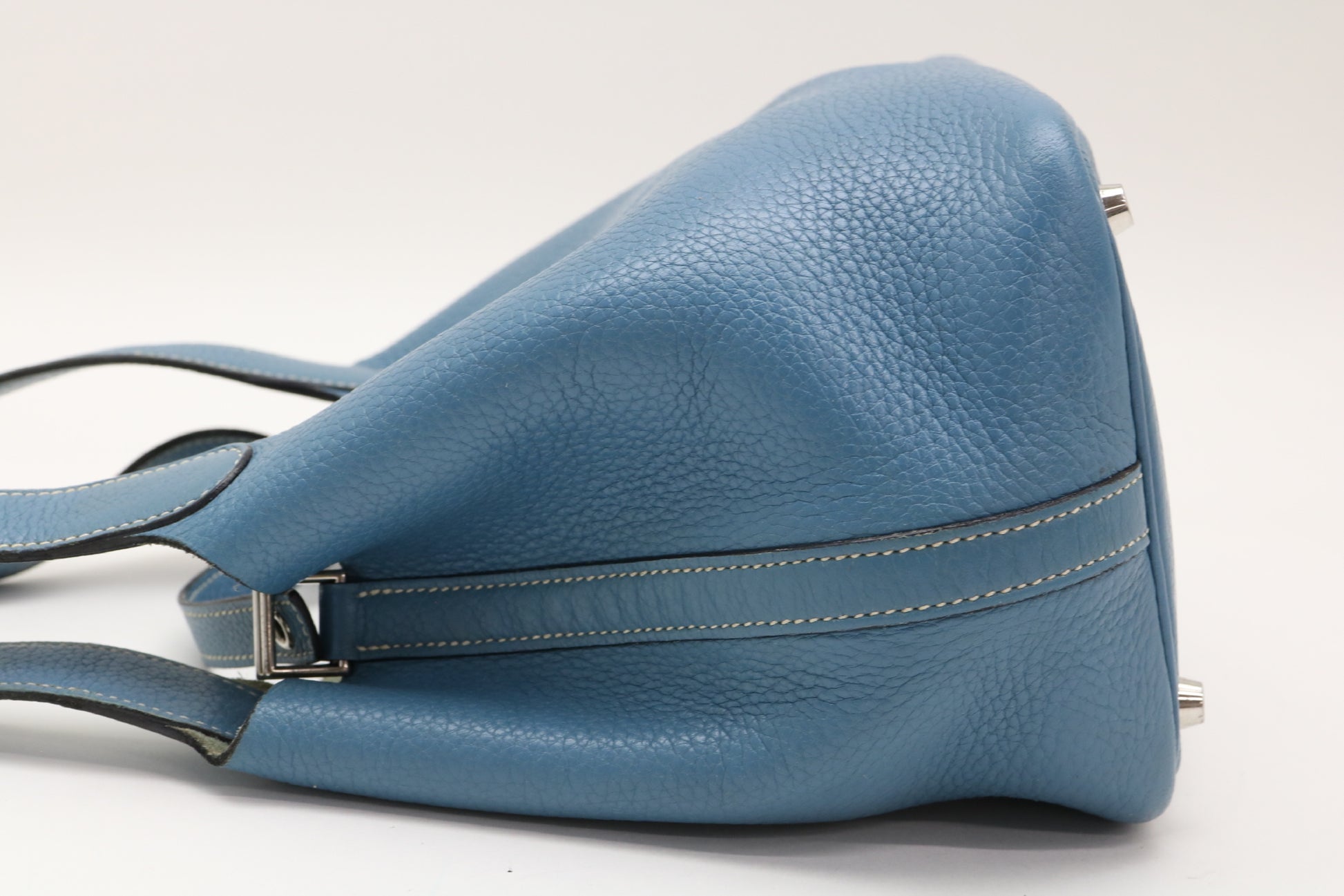 HERMES Picotin Picotin PM Blue Jean Handbag with M Stamp