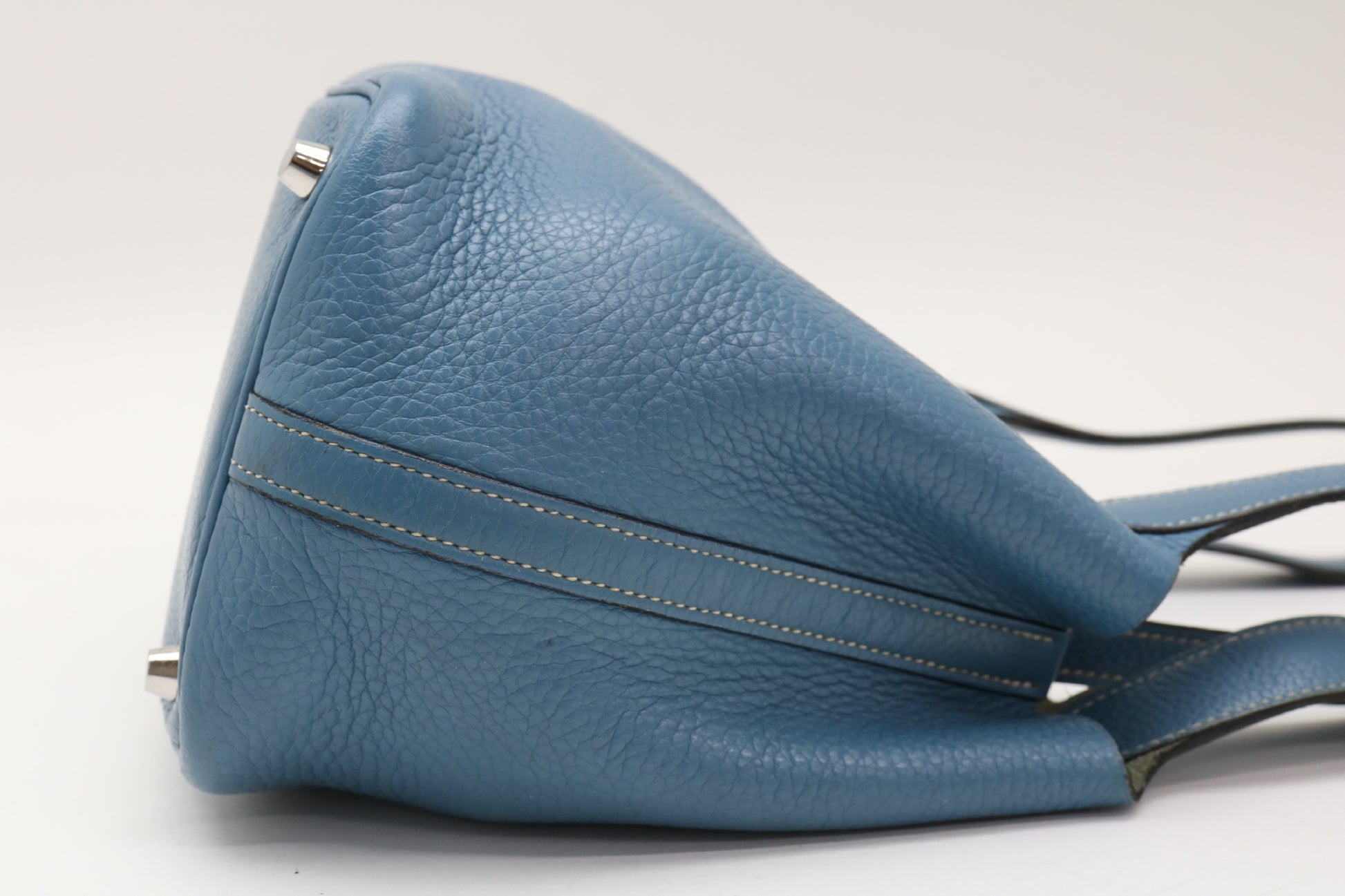 HERMES Picotin Picotin PM Blue Jean Handbag with M Stamp