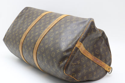 LOUIS VUITTON Monogram Keepall Bandouliere 55 Boston Bag