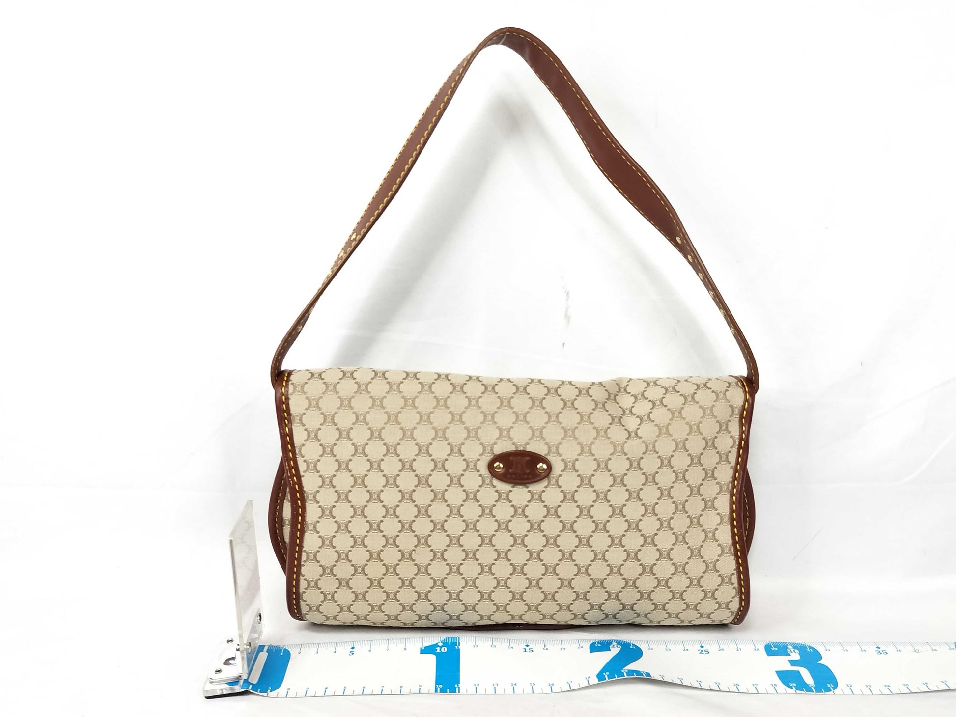 CELINE One-Shoulder Canvas Macadam Shoulder Bag