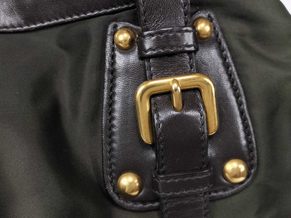 PRADA Nylon Prada Nylon Jacquard Khaki Handbag