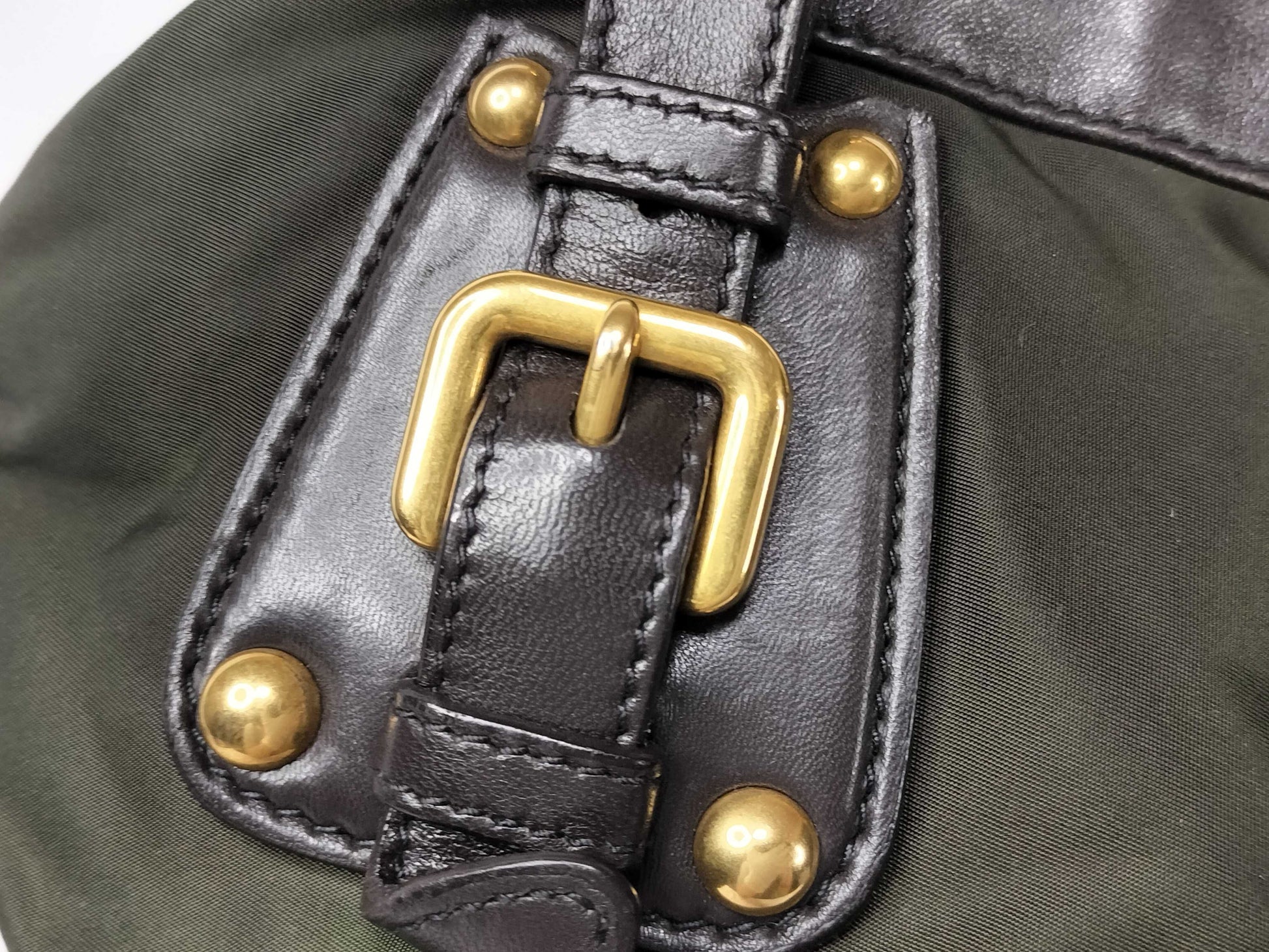 PRADA Nylon Prada Nylon Jacquard Khaki Handbag