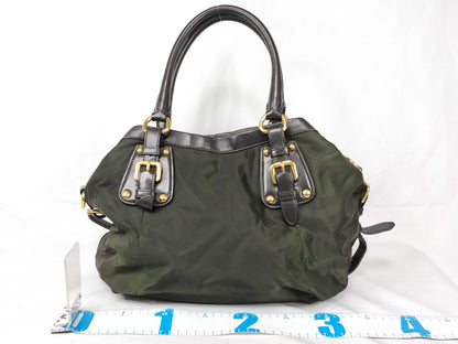 PRADA Nylon Prada Nylon Jacquard Khaki Handbag