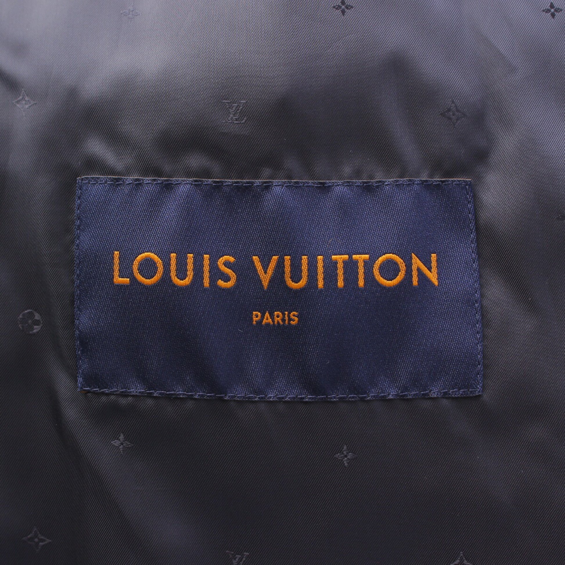 LOUIS VUITTON Men's Leather Jacket/Blouson with Logo Patch and Monogram in Black