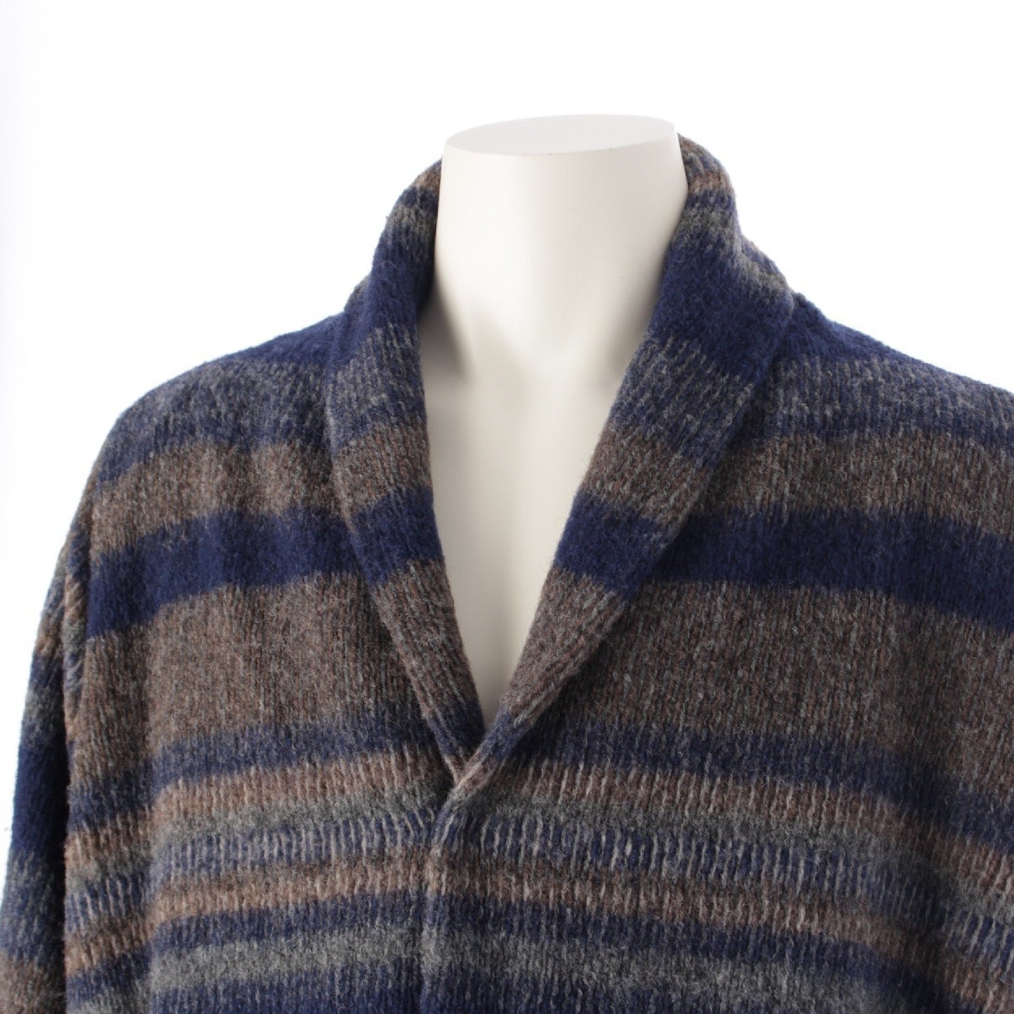 Plantation Wool Knit Border Long Coat PL84FA612 Blue Brown 2 Coats