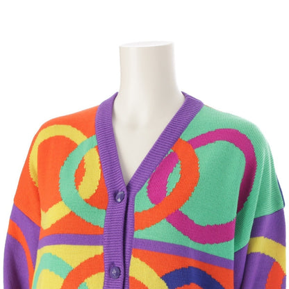 VERSACE Gianni Versace Wool Knit All-Over Print Cardigan, Multicolor, Size 0