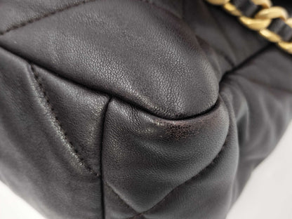 CHANEL 2-Way Bag, GP Chain Shoulder Bag, 19-inch Flap, Matelasse, AS1160 Type, Coco Mark, Dark Brown Lambskin, with Serial Number Plate Shoulder Bag