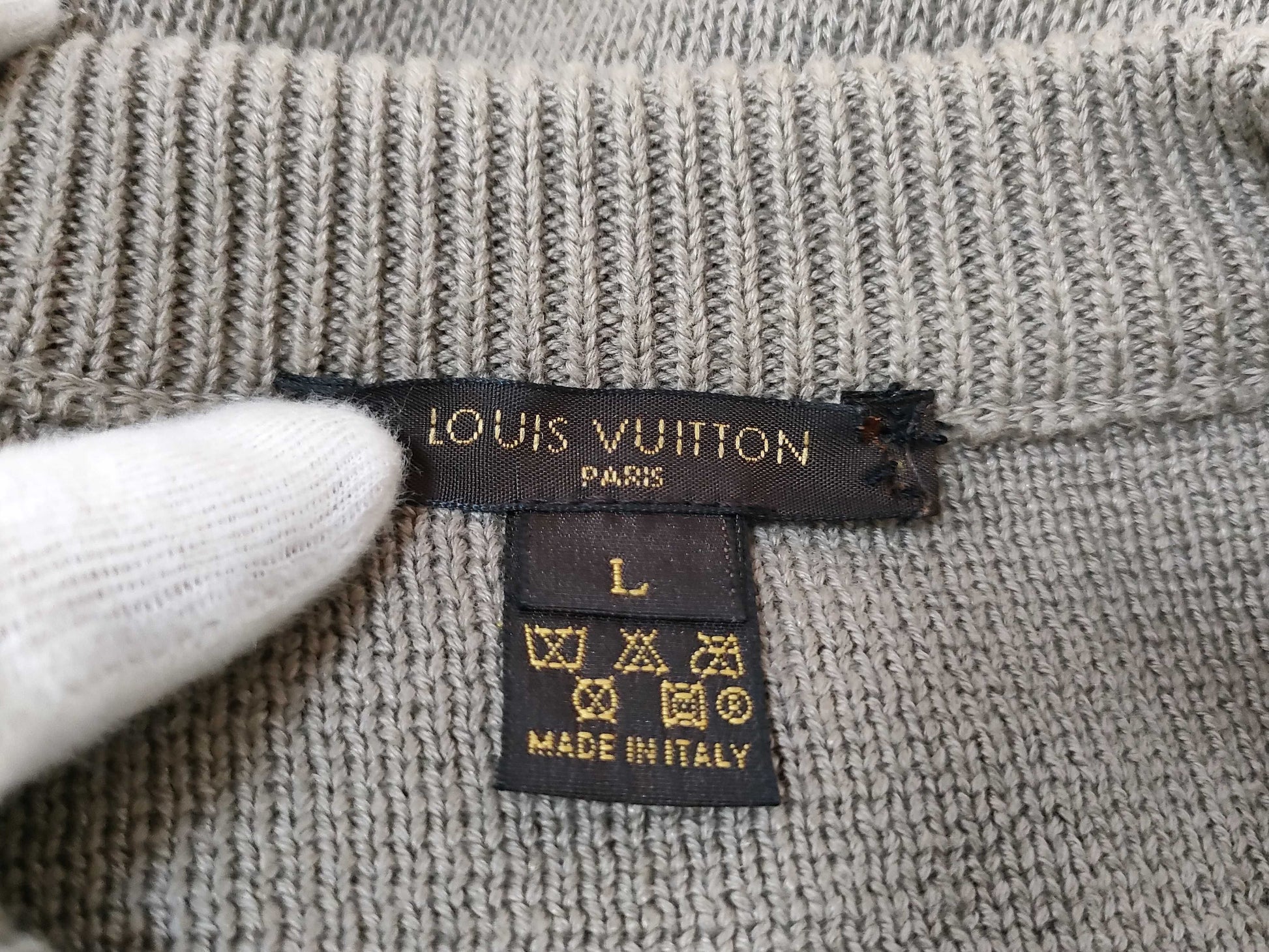 LOUIS VUITTON Knit Top with Suede Trim, Size L