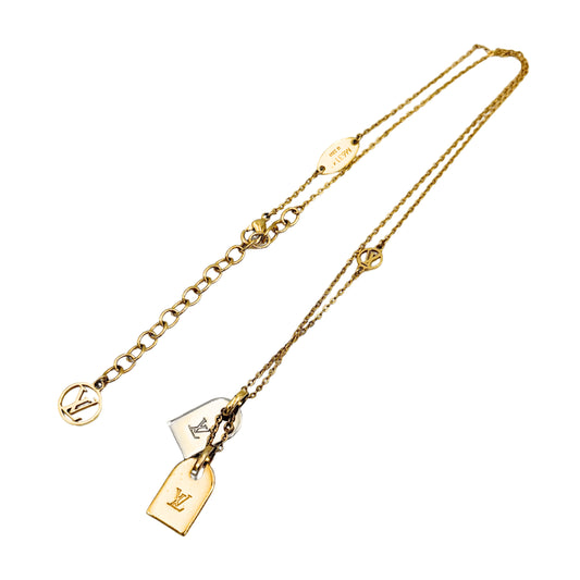LOUIS VUITTON M63141 Nanogram Miniature Name Tag Necklace 