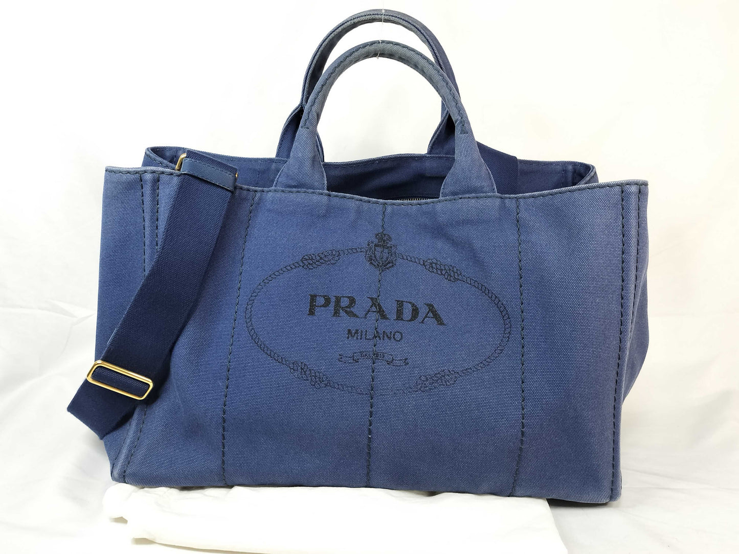 PRADA Canapa Denim 2-way Handbag