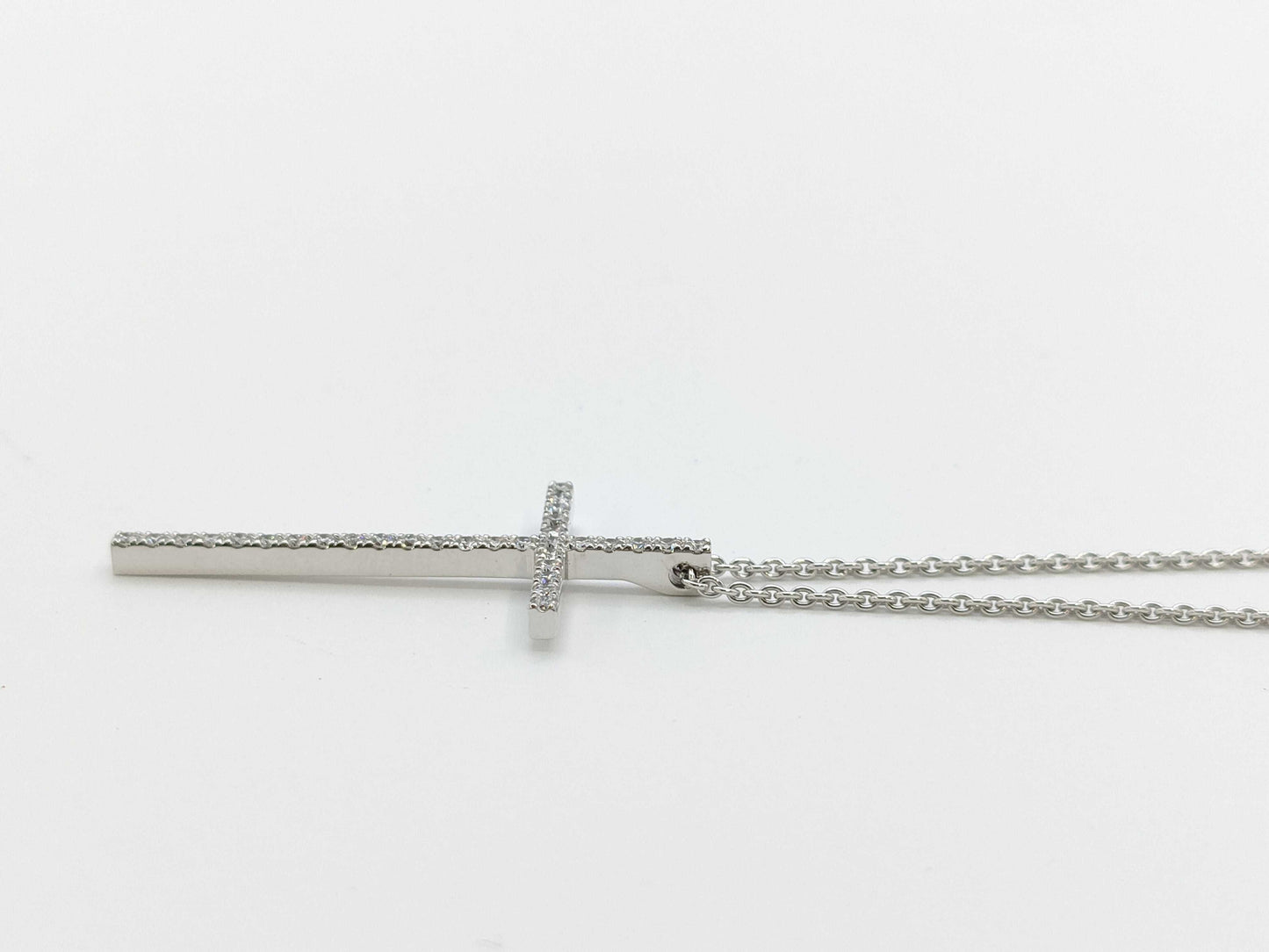 Tiffany & Co. Metro Cross Diamond Necklace in 750 White Gold, 4.0g 