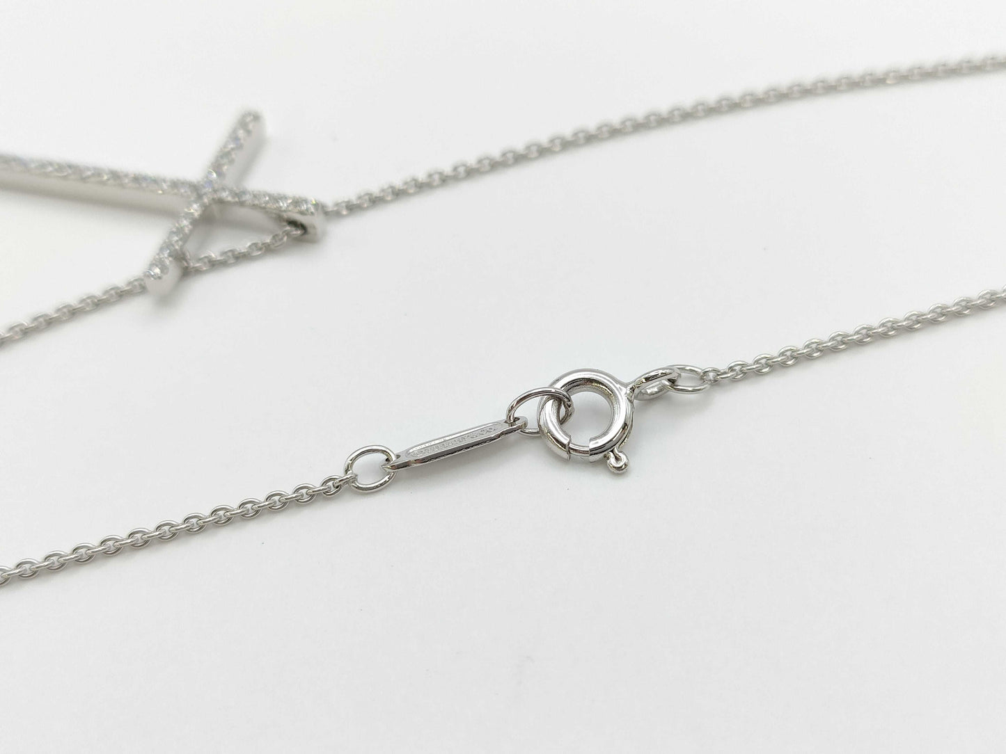 Tiffany & Co. Metro Cross Diamond Necklace in 750 White Gold, 4.0g 