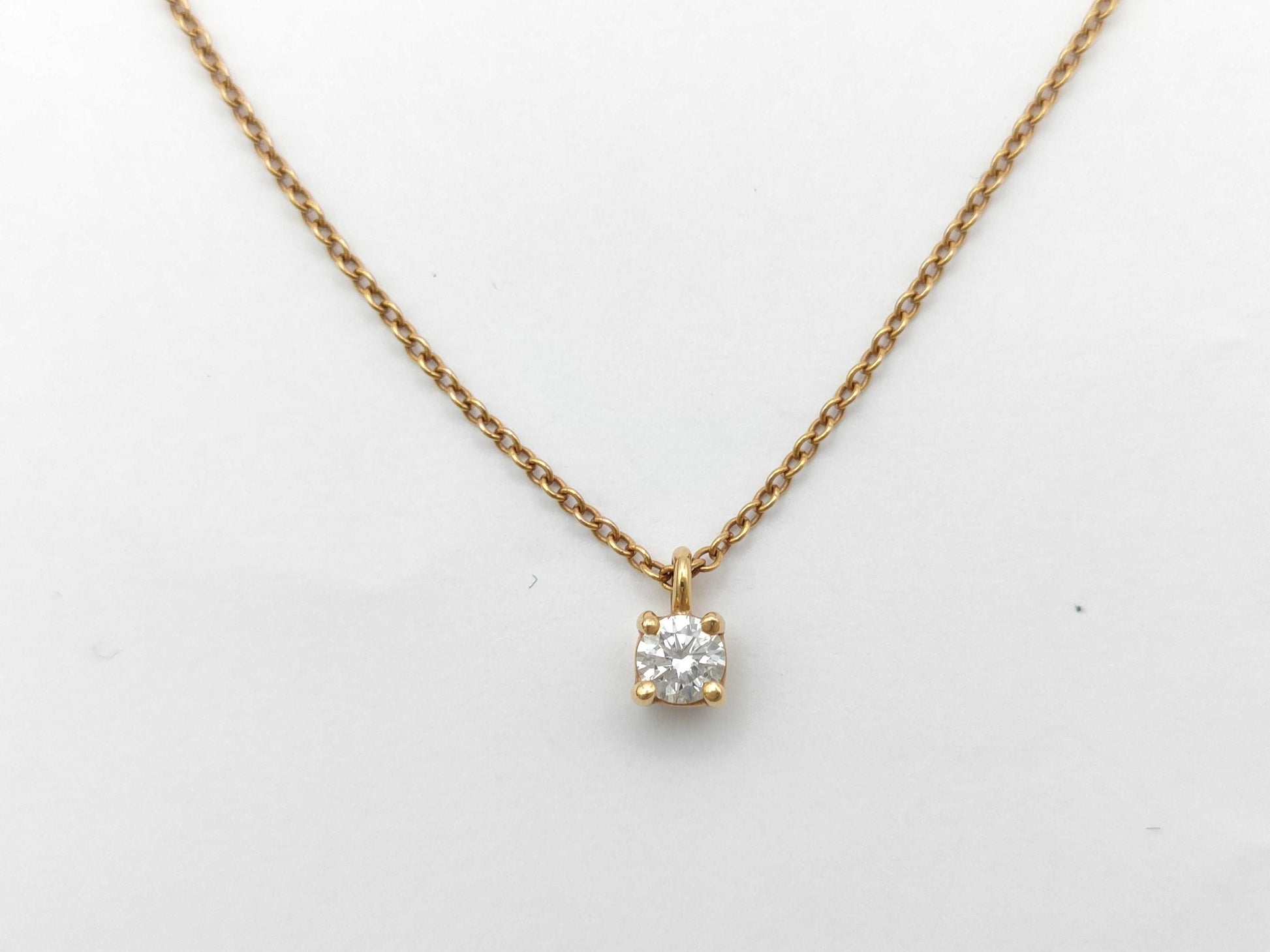 Tiffany & Co. Solitaire 1PD PG Au750 1.7g Necklace 