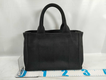 PRADA Canapa Handbag with Shoulder Strap, Black