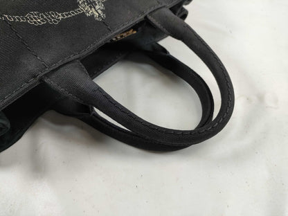 PRADA Canapa Handbag with Shoulder Strap, Black