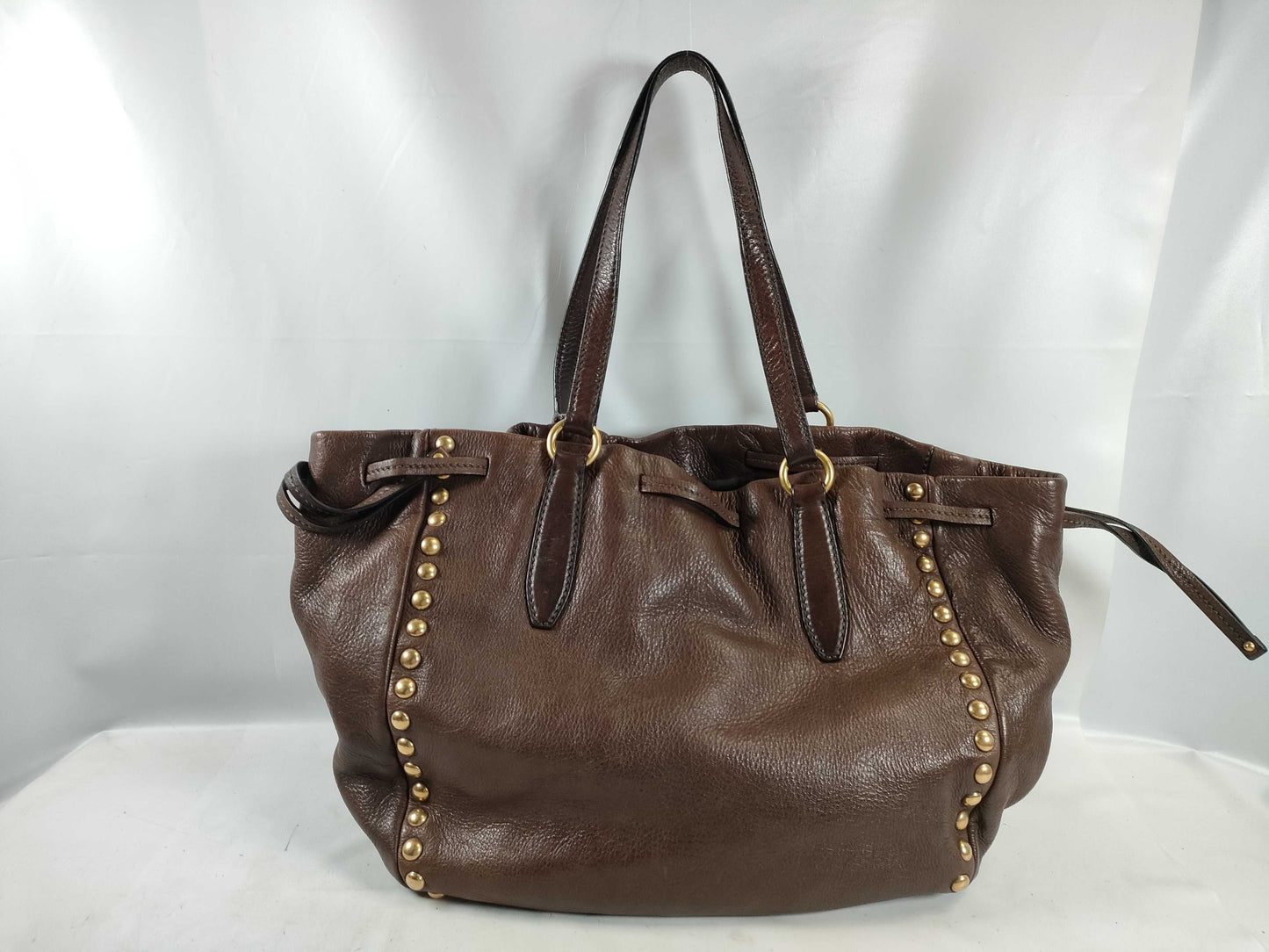 Miu Miu Studded Leather Tote Bag