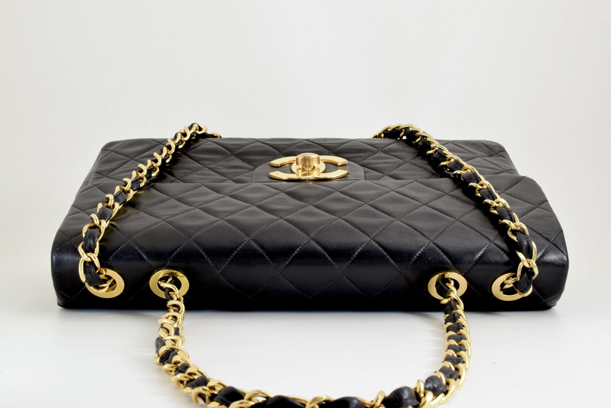CHANEL Matelasse Chain Shoulder Bag, Large Matelasse, Black
