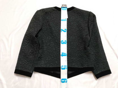 Yves Saint Laurent Velvet Floral Quilted Collarless Jacket, Black, Size M