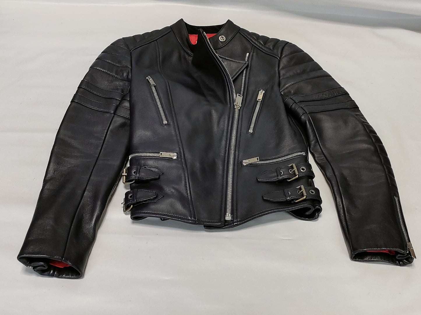 CELINE Phoebe Leather Rider's Jacket, Size 34