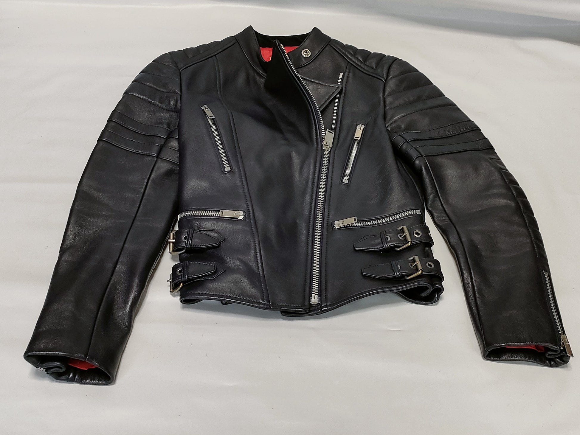 CELINE Phoebe Leather Rider's Jacket, Size 34