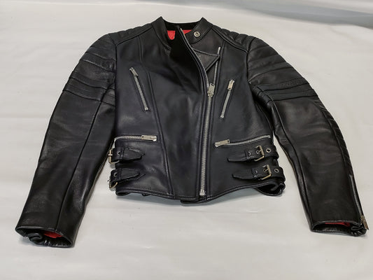 CELINE Phoebe Leather Rider's Jacket, Size 34