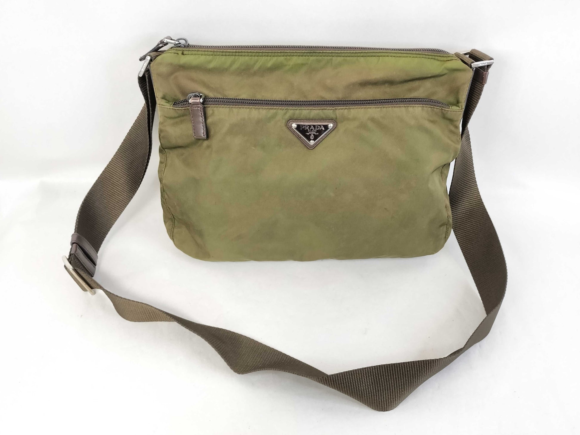 PRADA Nylon Prada Shoulder Bag Green Nylon Shoulder Bag