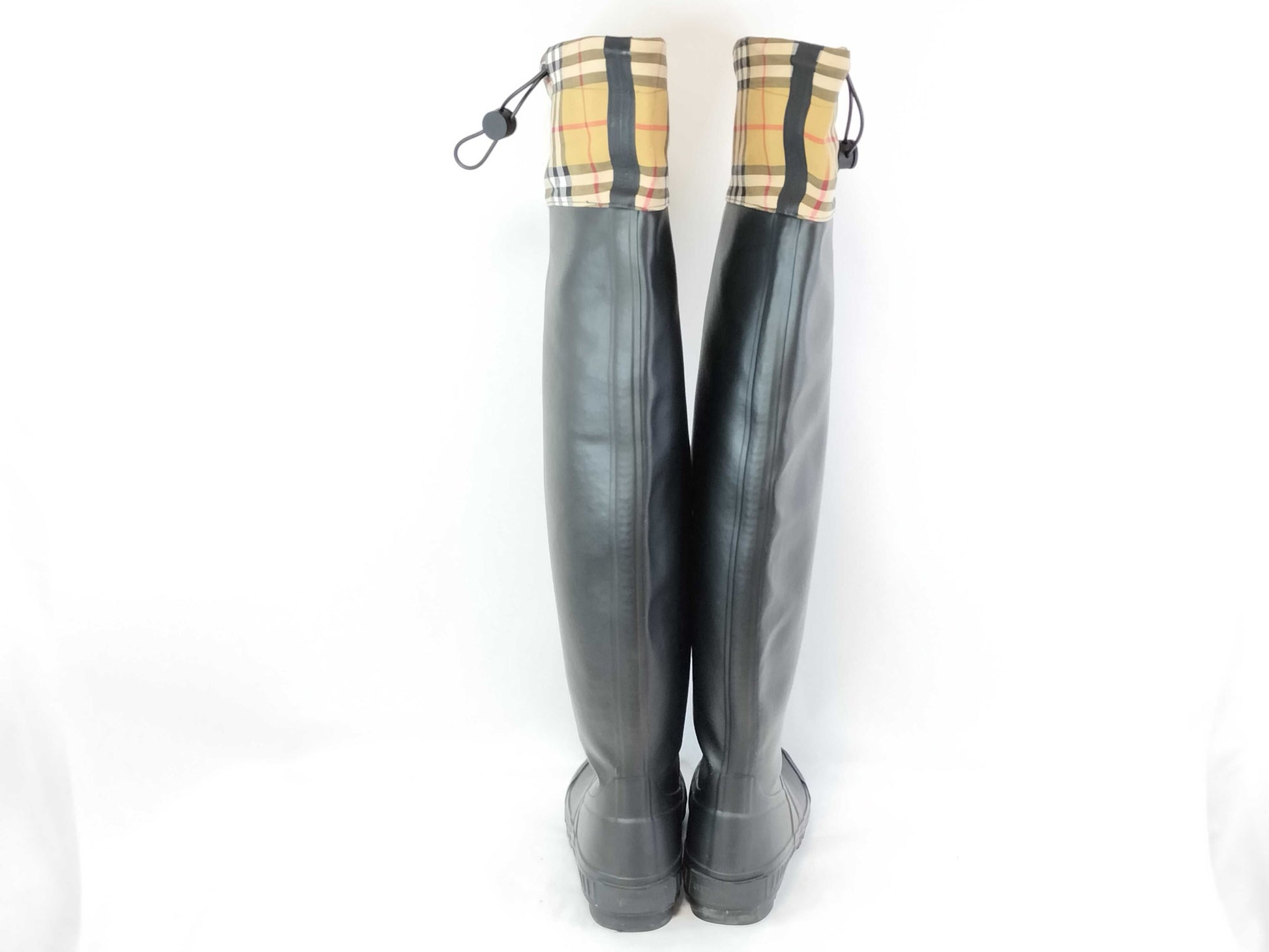 BURBERRY Nova Check Rain Boots, Size 37, Approx. 24cm
