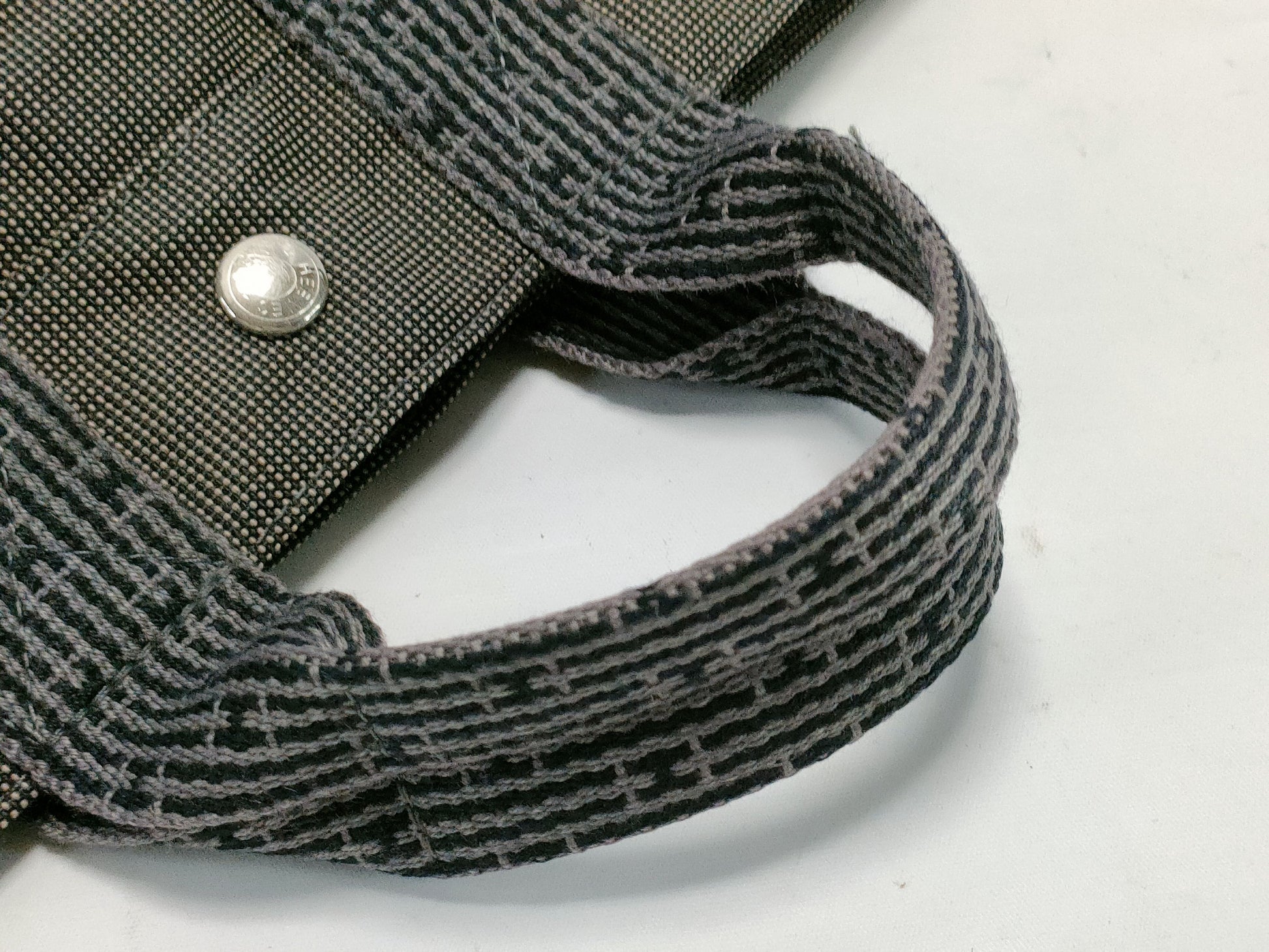 HERMES Air Line PM Canvas Handbag Gray