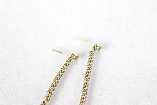 CHANEL Coco Mark Chain Earrings, Gold Color