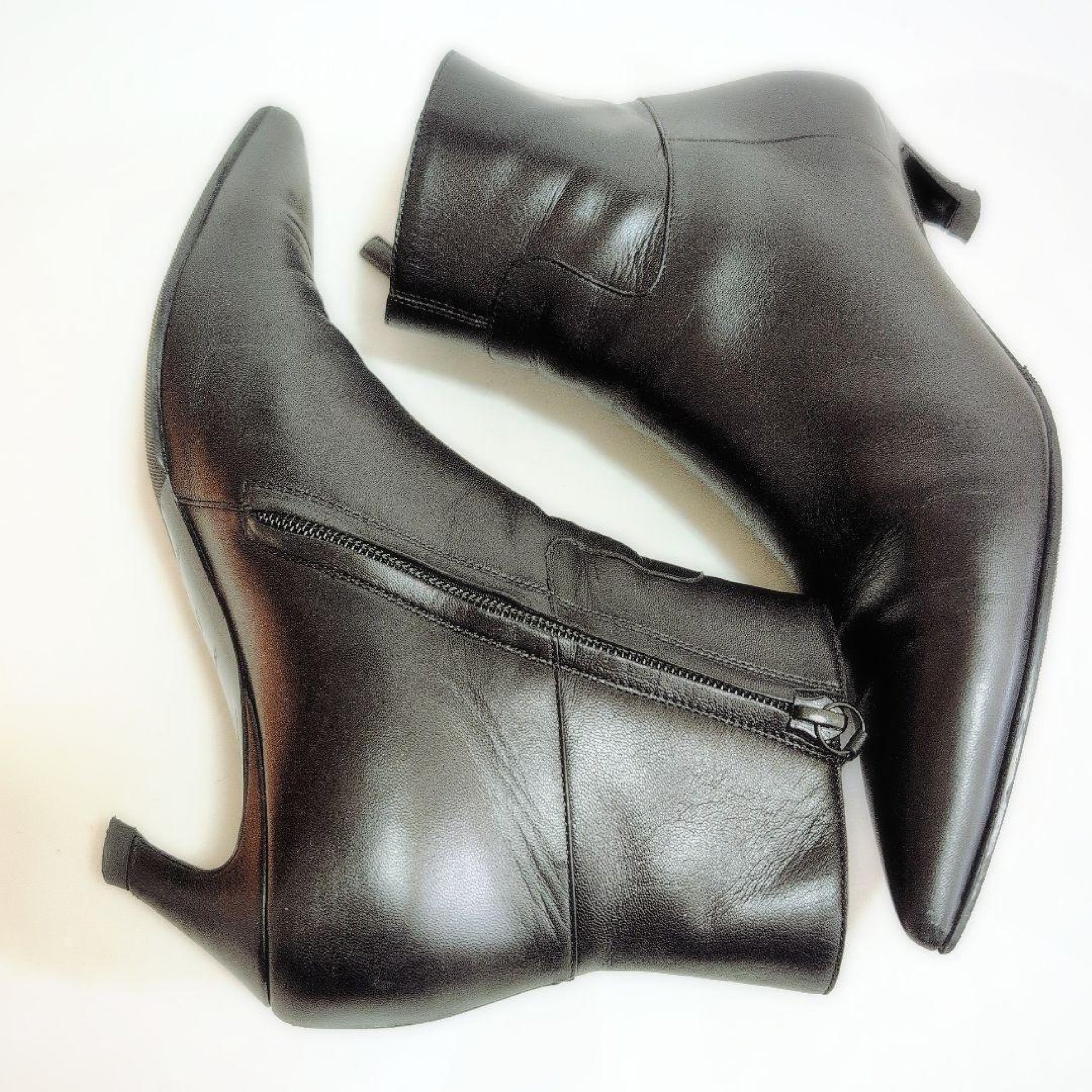 BALENCIAGA Short Boots, Side Zip, Leather, Pointed Toe, Size 24.0cm, Other Shoes